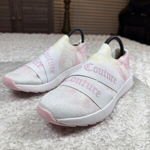 Juicy Couture Shoes Womens Size 9 Pink White Annouce Slip-On Knit Sneakers Glam